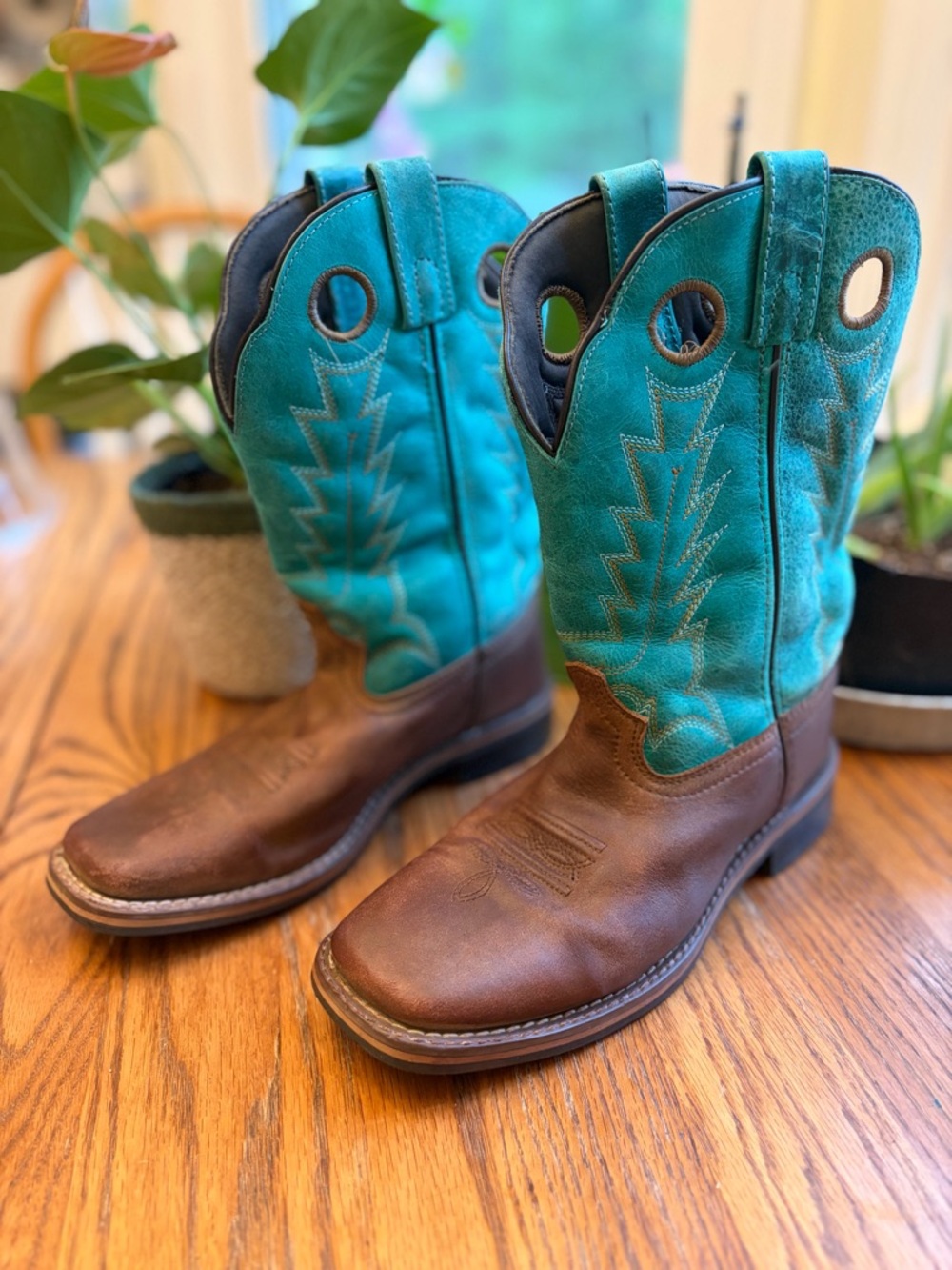 SMOKY MOUNTAIN BOOTS Kids Jesse Brown Distressed Turquoise Western Cowboy Green